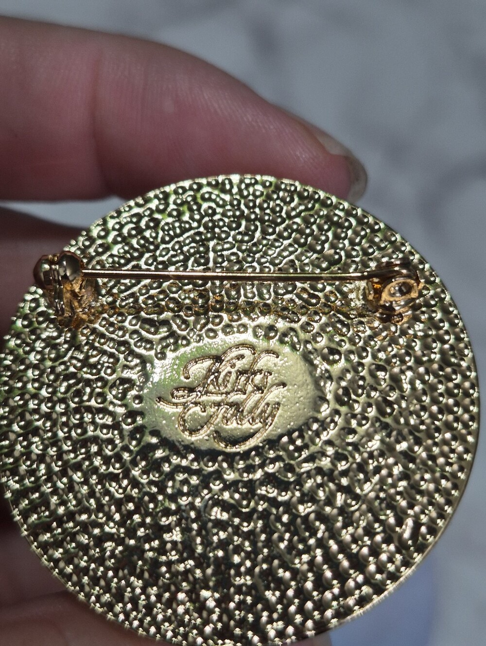 Kirks Folky Moon Face Crystal Brooch - Picture 5 of 6